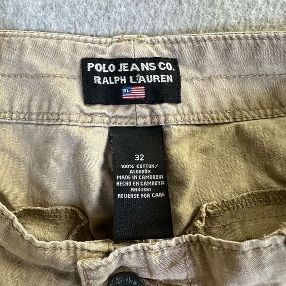 Ralph Lauren Polo Jeans Co Cargo Shorts Mens 32 tan Military Surplus Outdoor - Picture 9 of 9